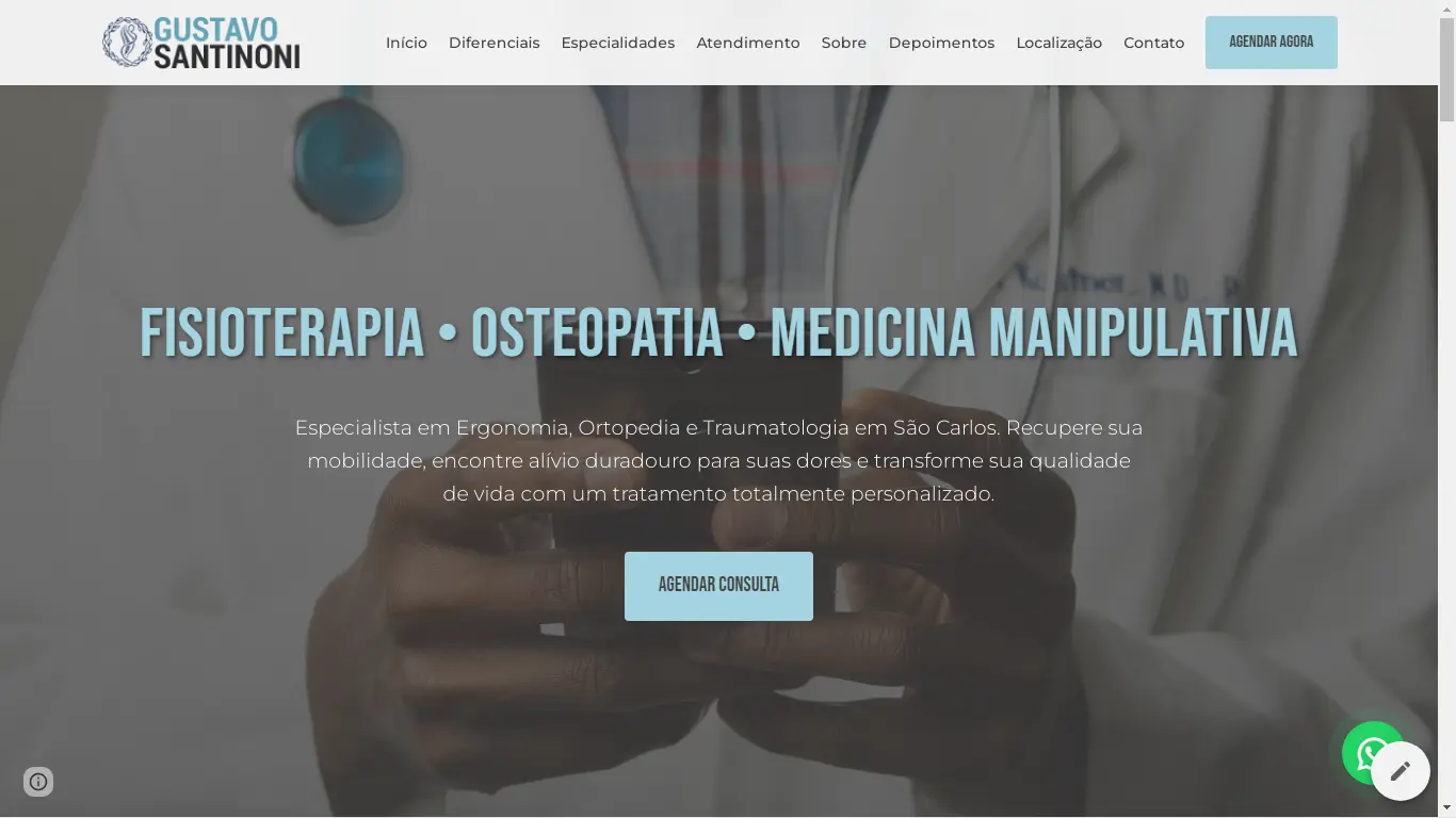 Criação de Landing Page para Gustavo Santinoni - Fisioterapeuta e Osteopata